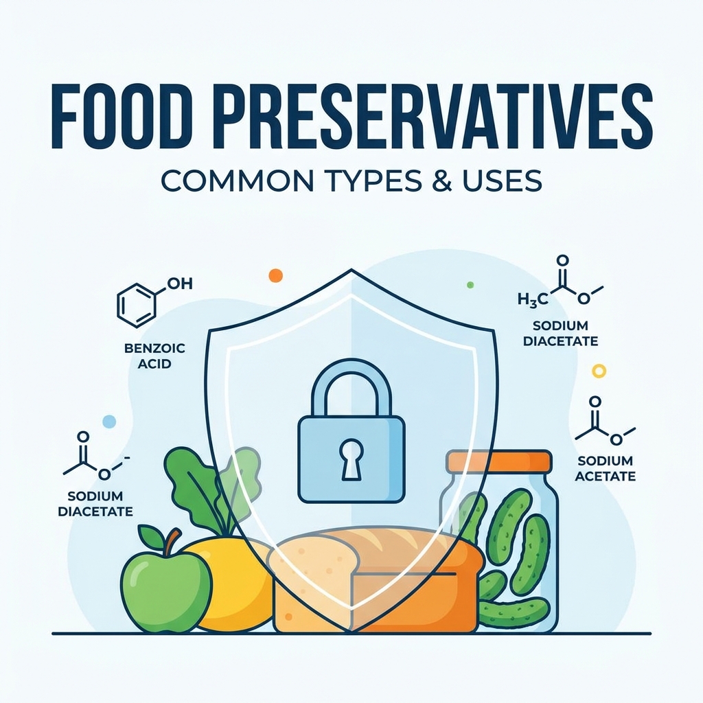 Common Food Preservatives: Benzoic Acid, Sodium Diacetate, and Sodium Acetate